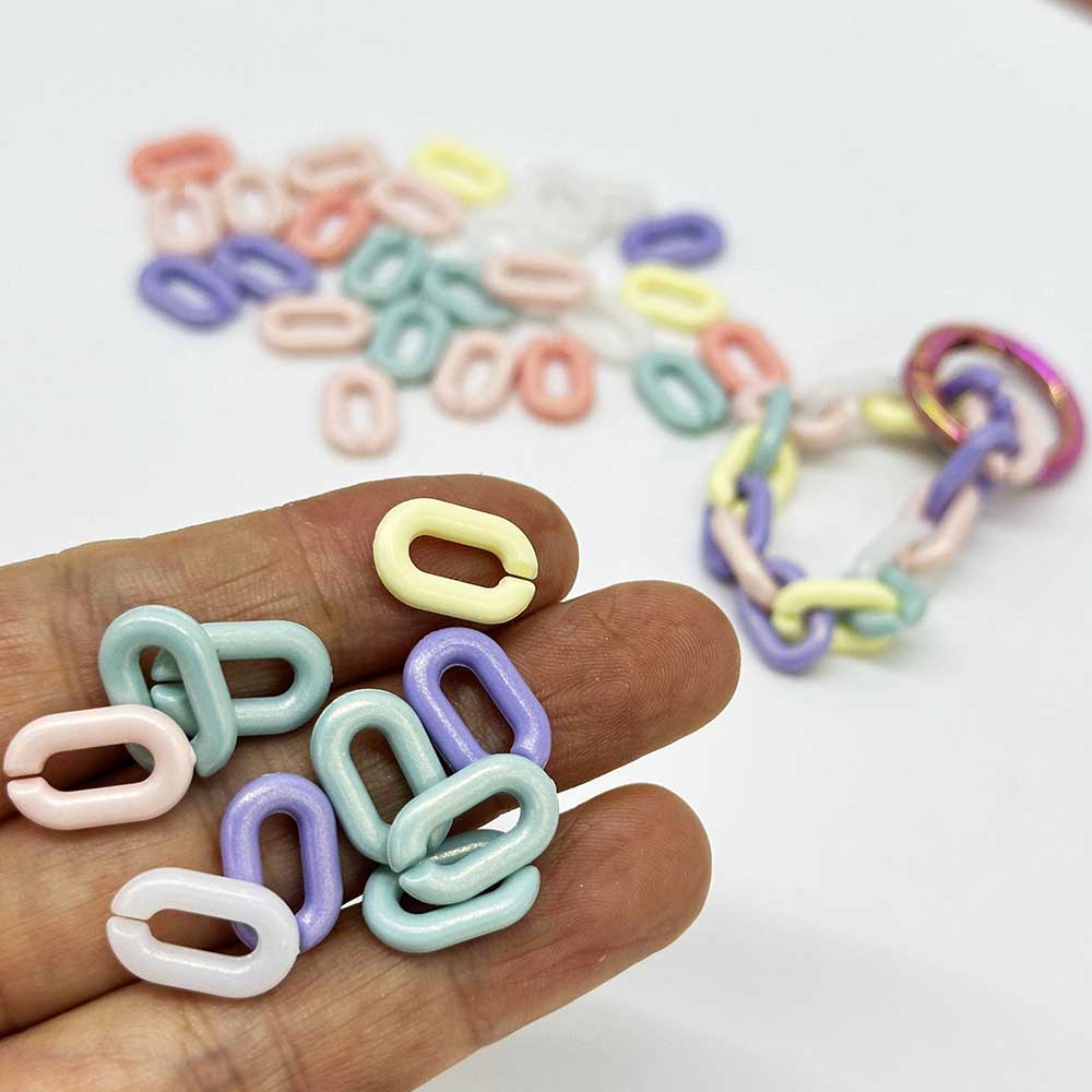 20pcs Candy Color interlocking beads U-shaped Open Ring Assemblable Chain Links