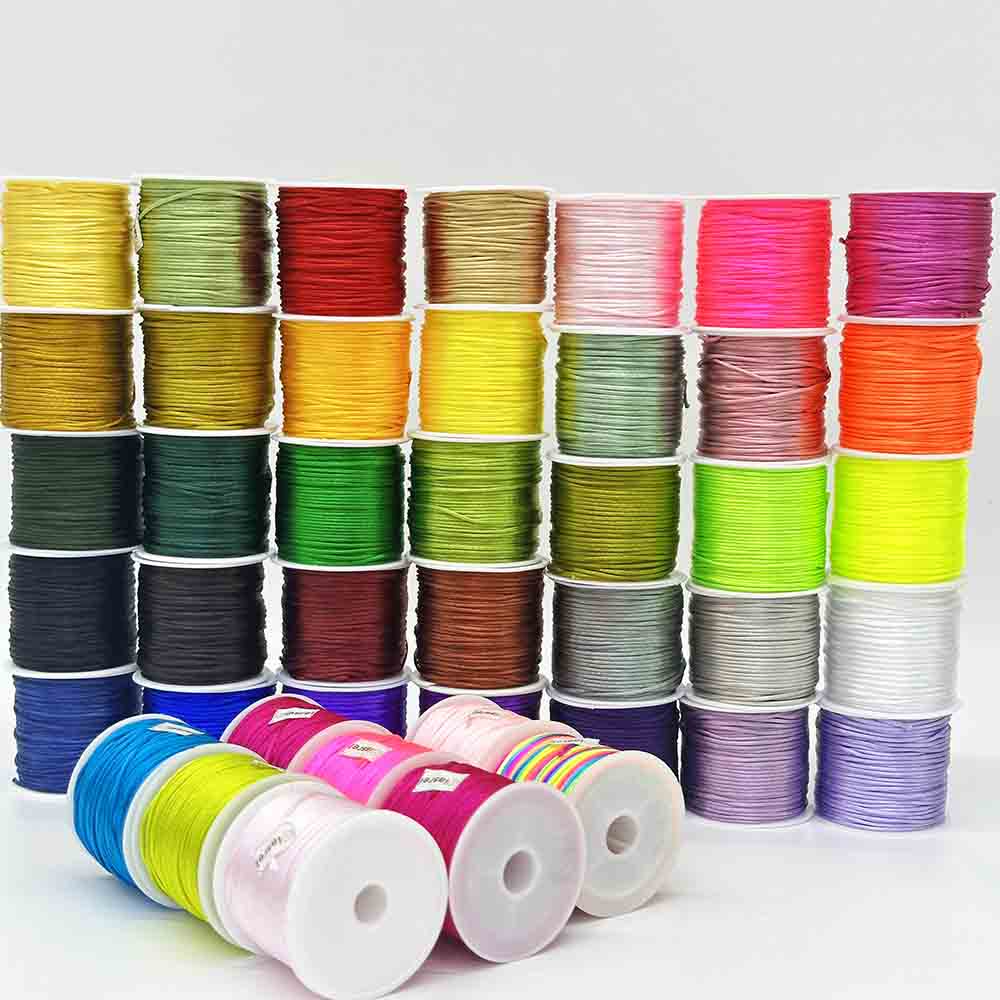 1.5mm 25yards/roll 42rolls Nylon Thread Cord Handwoven Rope Soft Satin Rattail Silk Macrame Chinese Knot String Cord