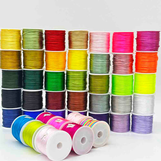 1.5mm 25yards/roll 42rolls Nylon Thread Cord Handwoven Rope Soft Satin Rattail Silk Macrame Chinese Knot String Cord