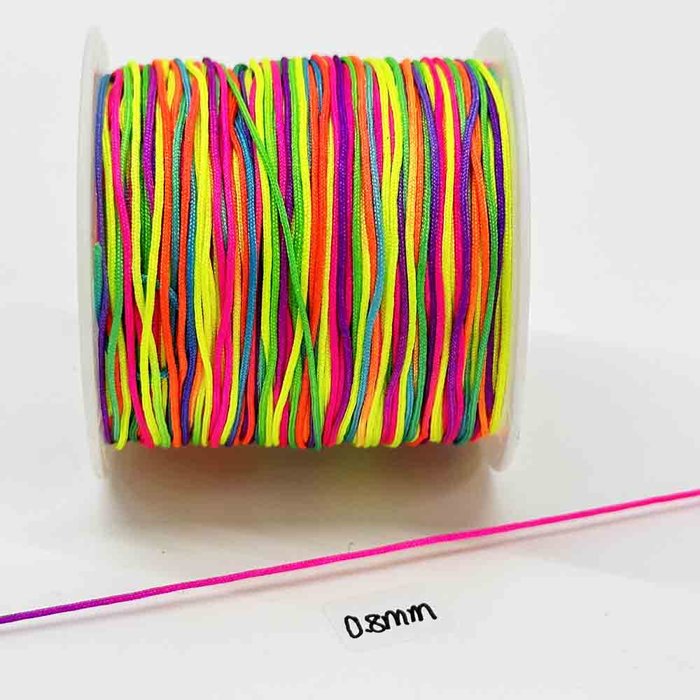 0.8-2.0mm Rainbow Thread Nylon Cord Beading Satin String Chinese Knotting Beading Macrame Cord Rainbow Thread