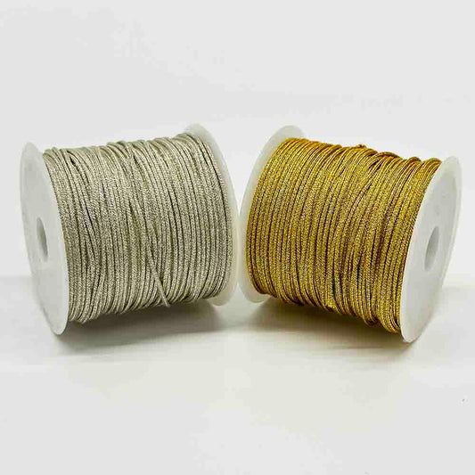 0.8mm 1mm Golden Silver Polyester Braided Rope Cord Twisted Macrame String