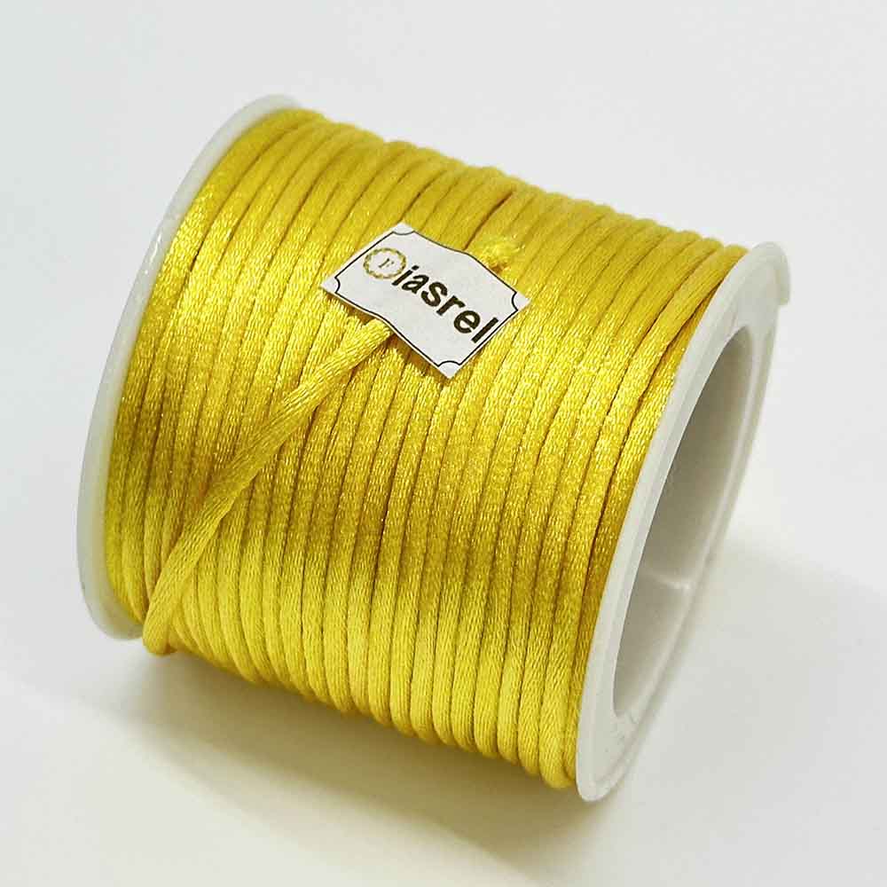 2mm 5rolls Yellow Series Non-Elastic Beading Cord Nylon Handwoven Rope Chinese Knotting Silk Macrame Knotting Cord