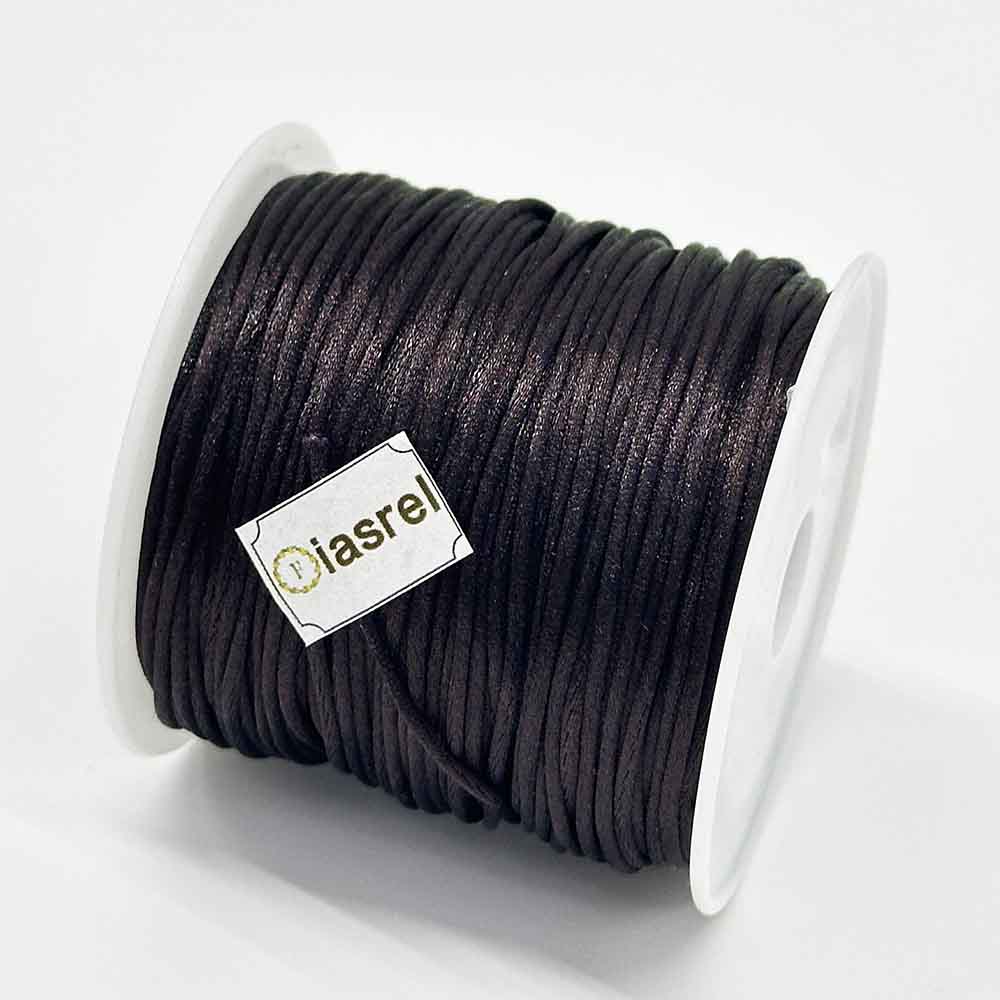 5Rolls 1.5mm 25Yards/roll Deep Series Satin Nylon Thread Chinese Knot Cord Black Rattail Satin Macrame Rope