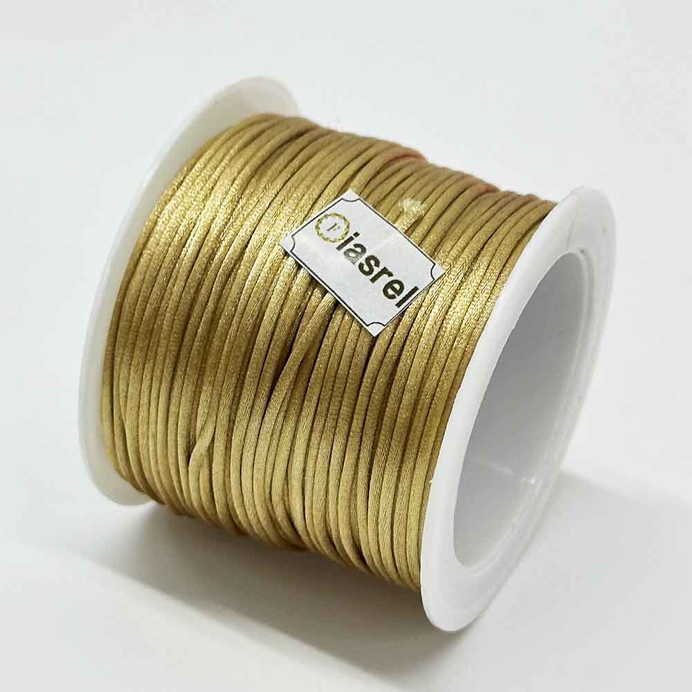 5Rolls 1.5mm 25Yards/roll Yellow Series Satin Nylon Thread Chinese Knot Cord Black Rattail Satin Macrame Rope