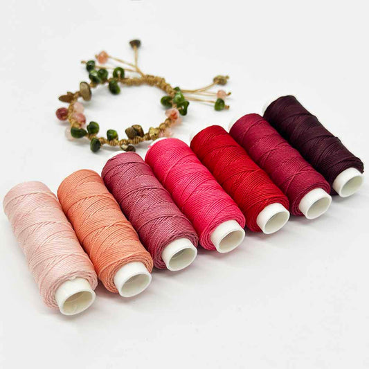 1set 7pcs 0.55mm Red Series Waxed Polyester Cord Set DIY Leather Sewing Thread