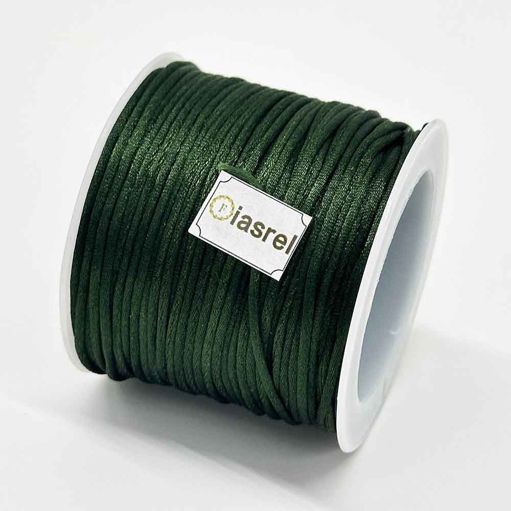 5Rolls 1.5mm 25Yards/roll Green Series Satin Nylon Thread Chinese Knot Cord Black Rattail Satin Macrame Rope