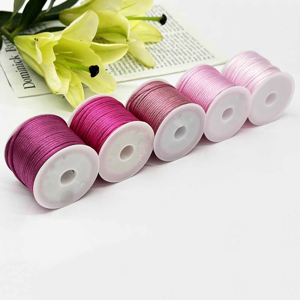 2mm 5rolls Red Series Non-Elastic Beading Cord Nylon Handwoven Rope Chinese Knotting Silk Macrame Knotting Cord