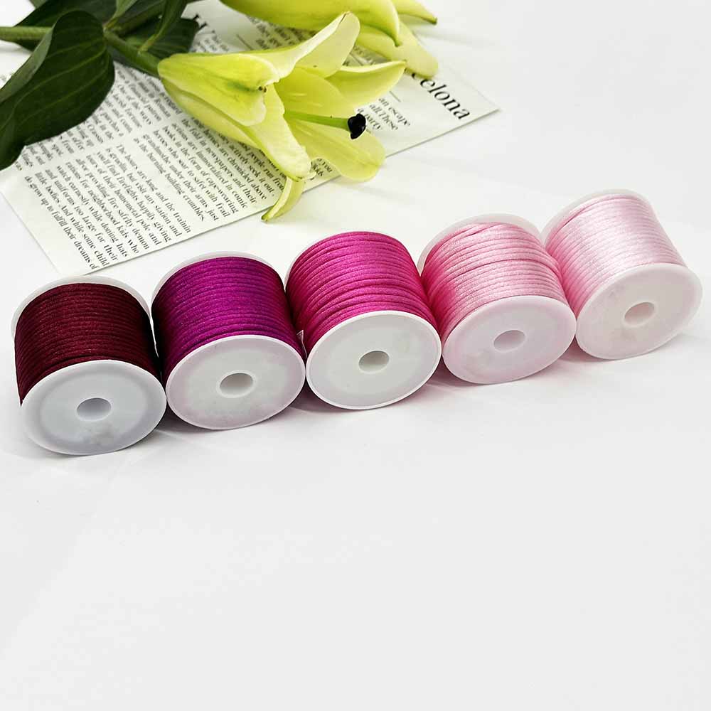 5rolls 2.5mm No.5 Red Series Jade Thread Chinese Knotting Silk Macrame Cord Rope