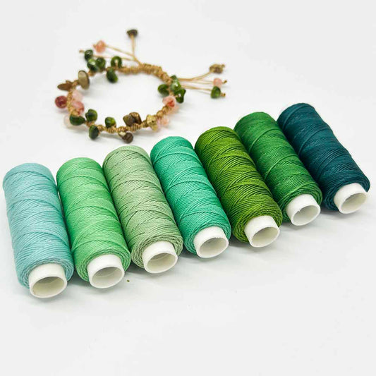 1set 7pcs 0.55mm Green Series Waxed Polyester Cord Set DIY Leather Sewing Thread