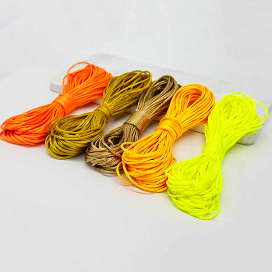 5pcs 1.5mm 2.0mm 2.5mm 20Yards/lot Yellow Series Rattail Satin Macrame Beading Cord Nylon Chinese Knotting  Silky Macrame Braided Satin Rope Cord