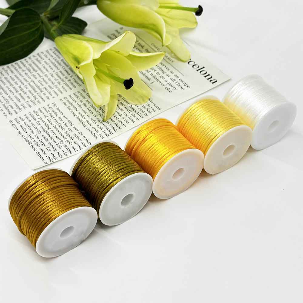 5rolls 2.5mm No.5 Yellow Series Jade Thread Chinese Knotting Silk Macrame Cord Rope