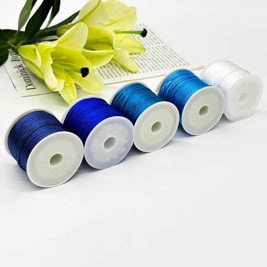 2mm 5rolls Blue Series Non-Elastic Beading Cord Nylon Handwoven Rope Chinese Knotting Silk Macrame Knotting Cord