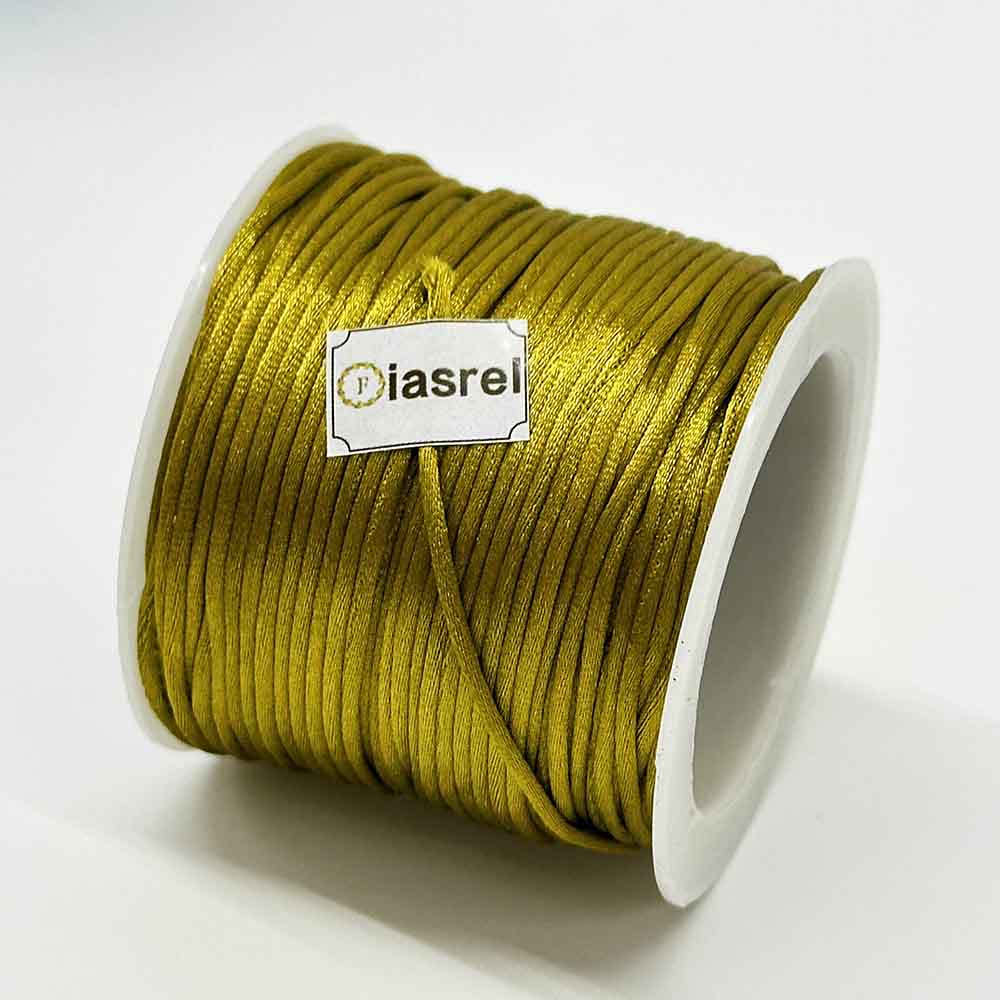 5Rolls 1.5mm 25Yards/roll Yellow Series Satin Nylon Thread Chinese Knot Cord Black Rattail Satin Macrame Rope