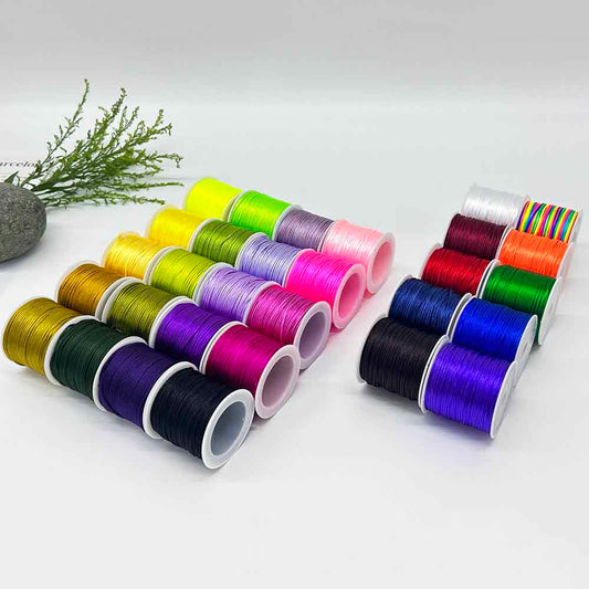 30 Rolls 30 Color 1.5mm Rattail Satin Macrame Nylon Silk Cord Braided Jewelry String Thread