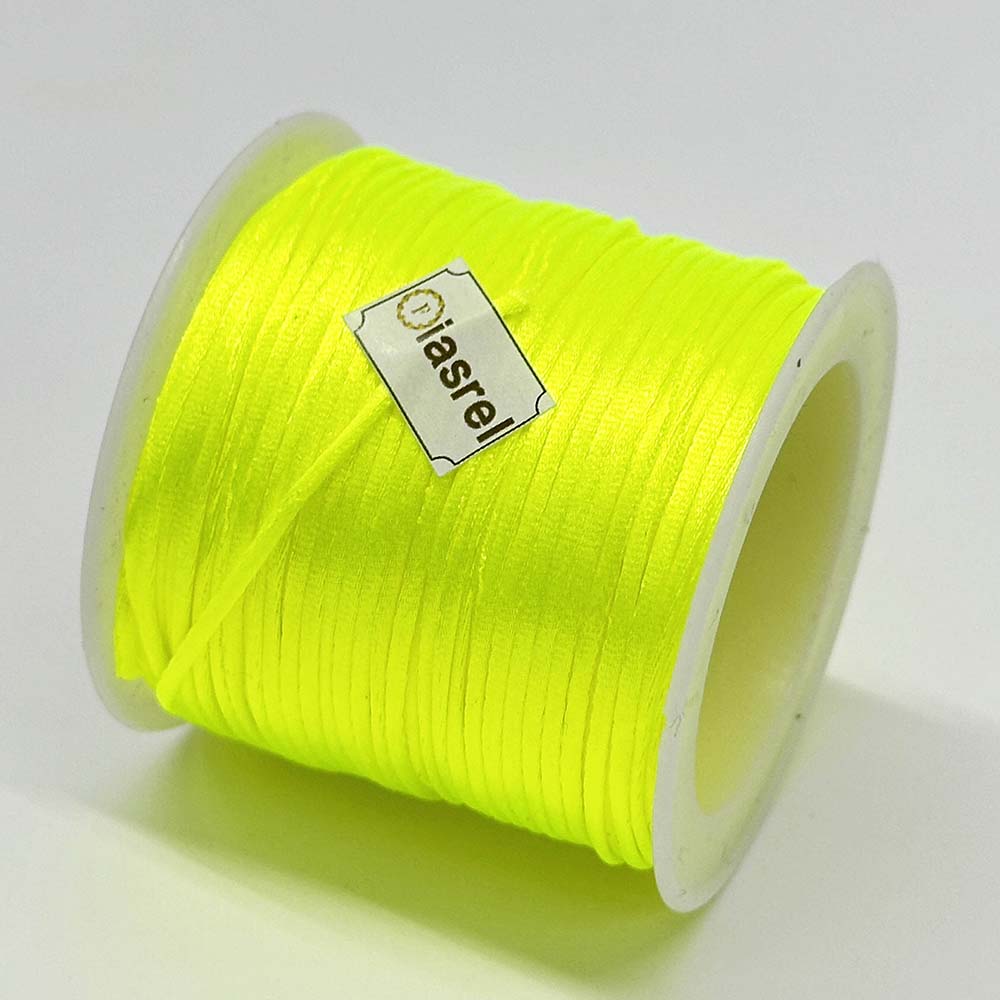 5Rolls 1.5mm 25Yards/roll Yellow Series Satin Nylon Thread Chinese Knot Cord Black Rattail Satin Macrame Rope