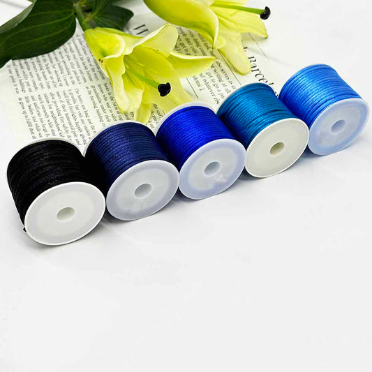 5rolls 2.5mm No.5 Blue Series Jade Thread Chinese Knotting Silk Macrame Cord Rope