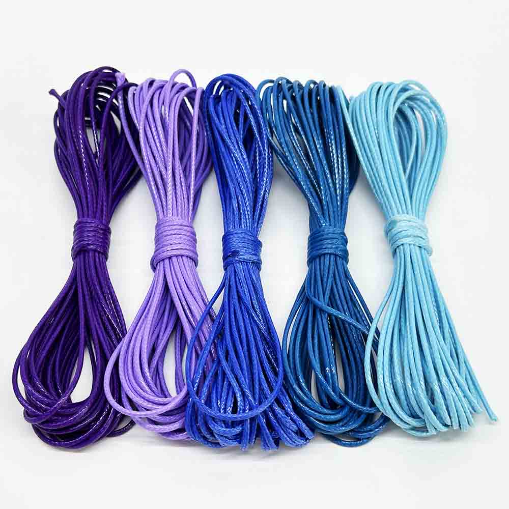 0.5-1.5mm Blue Series Waxed Cord Rope PU Leather Thread String for DIY Beading Braiding Bracelet Necklace Jewelry Making