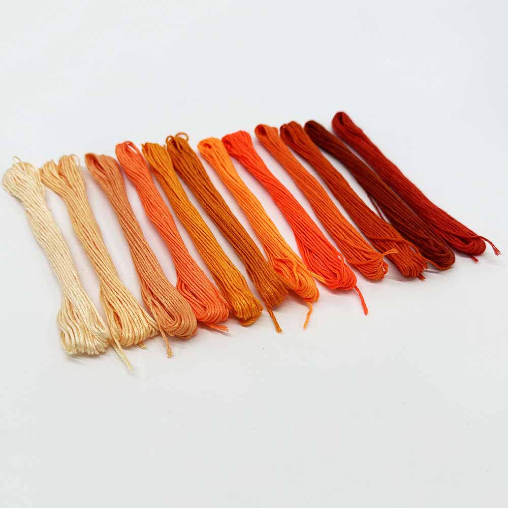 12pcs Gradient Orange Color Series Cross Stitch Thread Polyester 6-Strand Braided Thread DIY Embroidery Floss Cross Stitch Thread