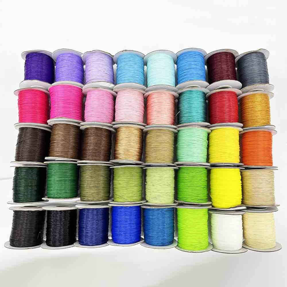 40rolls 0.5/0.8/1.0/1.5 mm 170Yards Waxed Cord Waxed Polyester Thread Rattail Waxed Beading String Cord