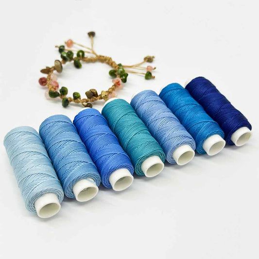 1set 7pcs 0.55mm Blue Series Waxed Polyester Cord Set DIY Leather Sewing Thread