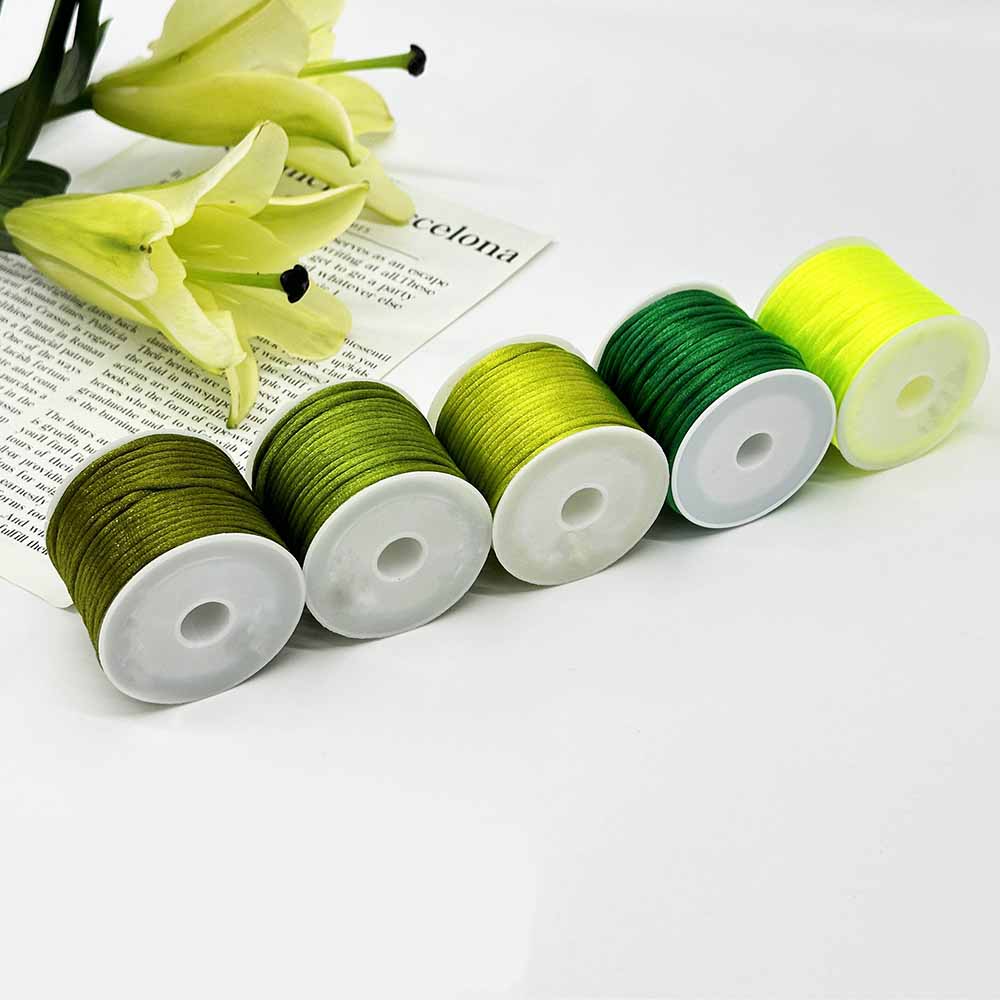 5rolls 2.5mm No.5 Green Series Jade Thread Chinese Knotting Silk Macrame Cord Rope