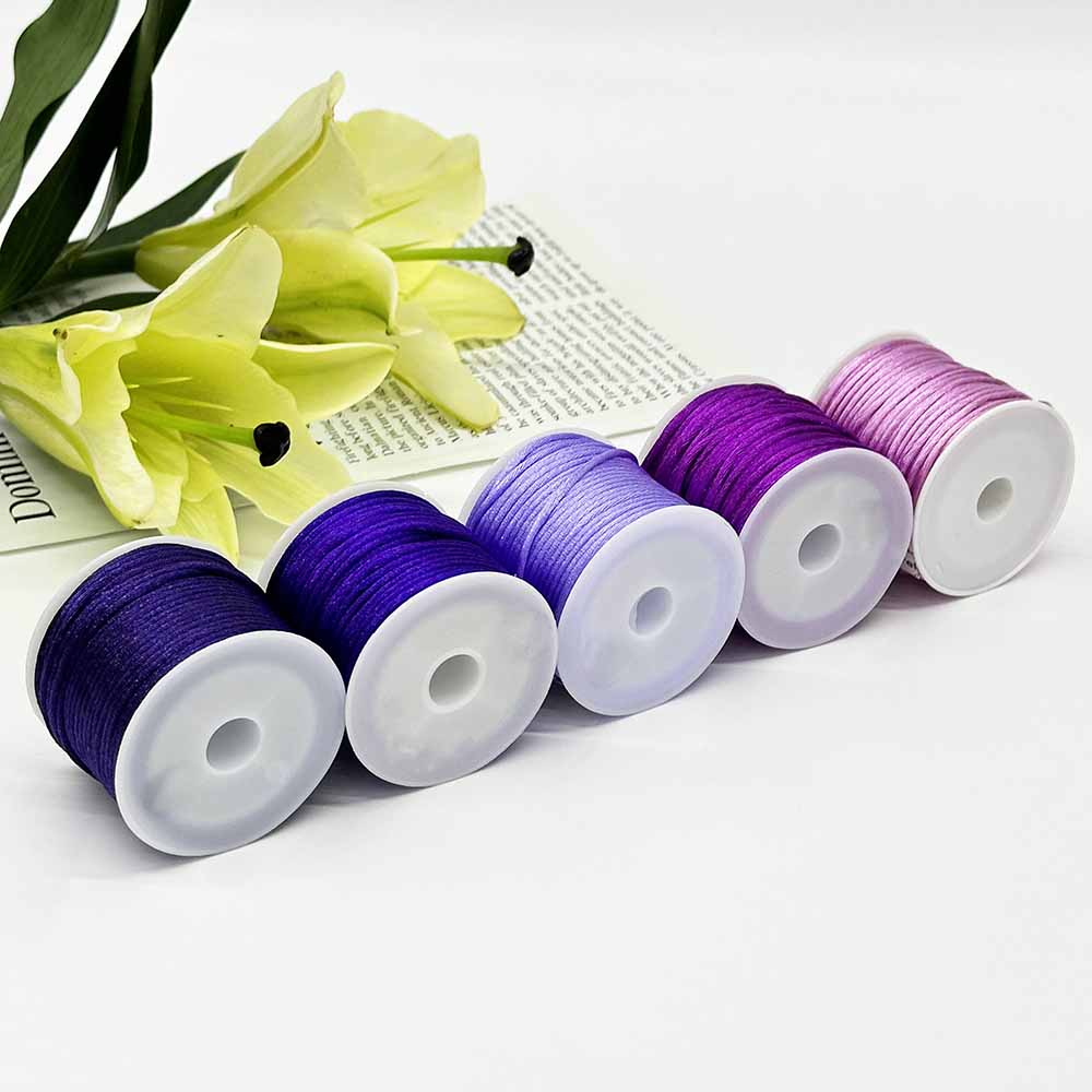 2mm 5rolls Purple Series Non-Elastic Beading Cord Nylon Handwoven Rope Chinese Knotting Silk Macrame Knotting Cord