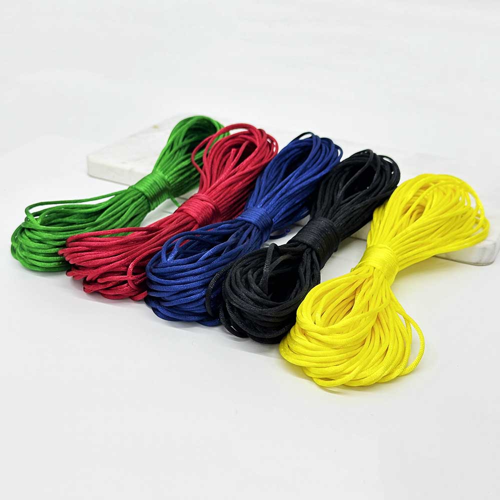 5pcs 1.5mm 2.0mm 2.5mm 20Yards/lot Deep Series Rattail Satin Macrame Beading Cord Nylon Chinese Knotting  Silky Macrame Braided Satin Rope Cord