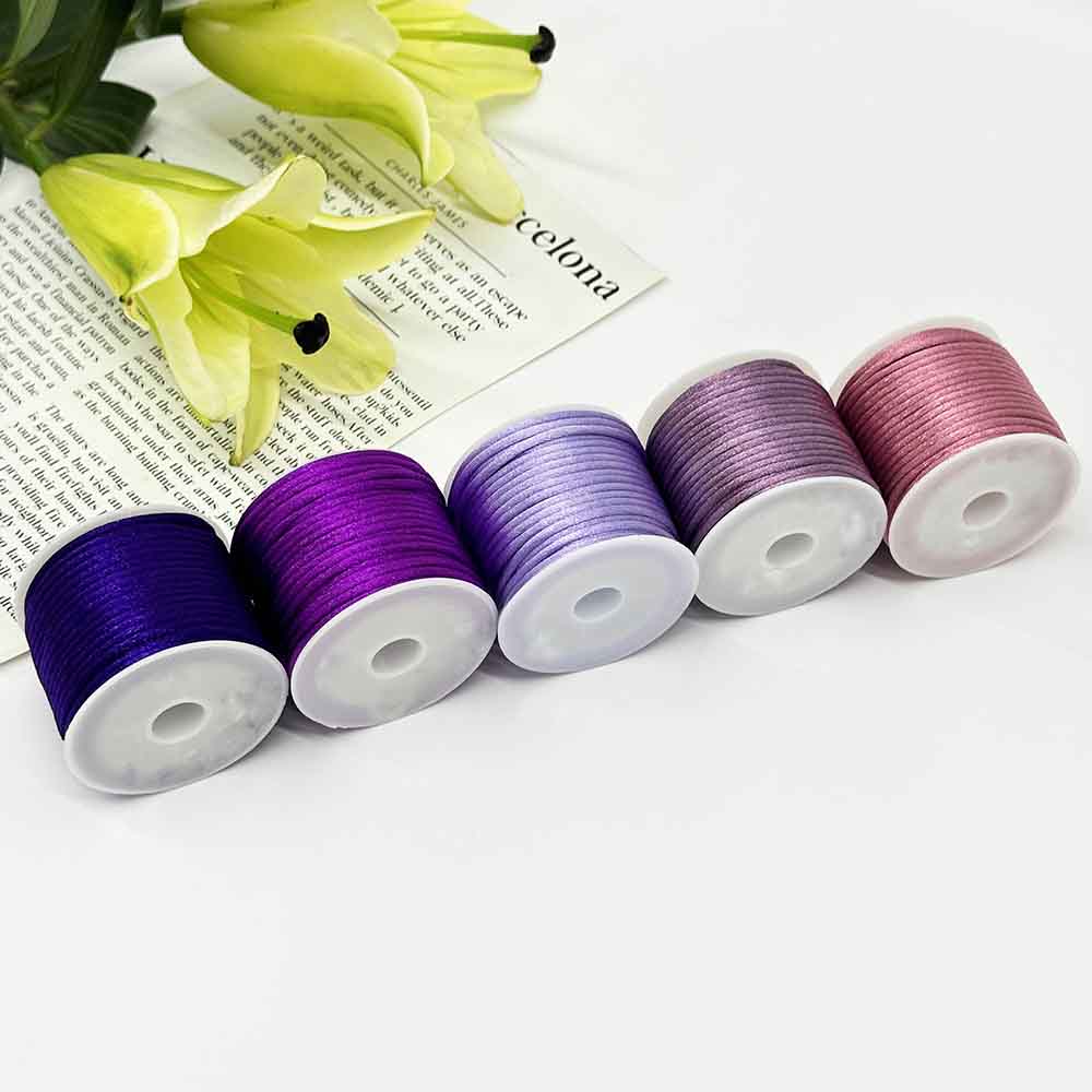 5rolls 2.5mm No.5 Purple Series Jade Thread Chinese Knotting Silk Macrame Cord Rope