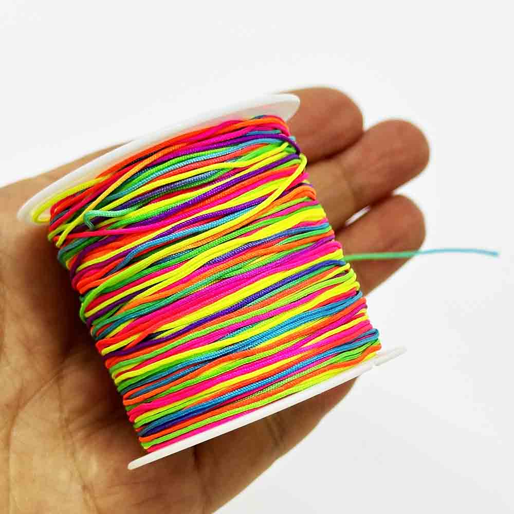 0.6mm 0.8mm 1mm 2mm Five-color Hand-woven Rope Bracelet Multicolored Gold Rainbow Thread String