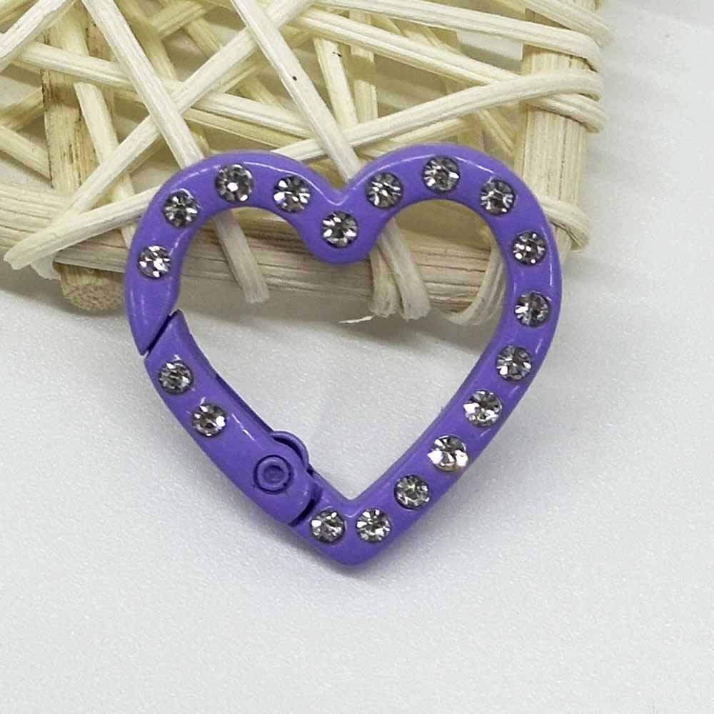 5pcs Multicolor Metal Glossy Keychain Link Heart-shaped Keychain Spring Keyring Trigger Clasp