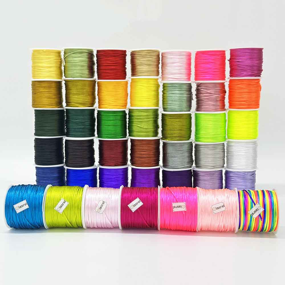 1.5mm 25yards/roll 42rolls Nylon Thread Cord Handwoven Rope Soft Satin Rattail Silk Macrame Chinese Knot String Cord