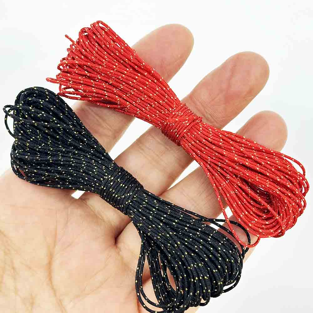 5yards 0.8mm Red Black Jade Thread String Cord with Gold Thread