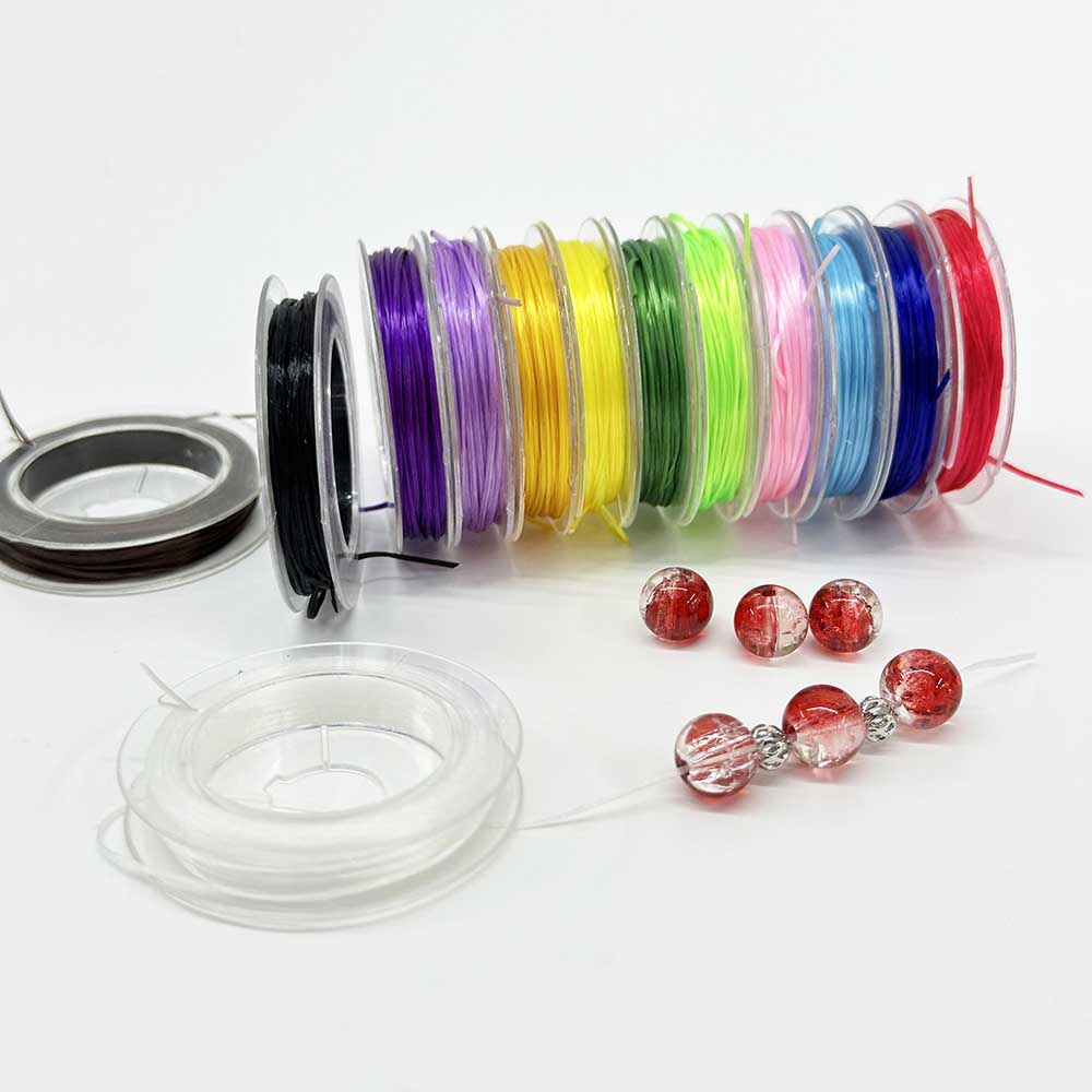 13 Rolls/Set 0.8mm Flat Elastic Bracelet Rope 13 Colorful High Elastic Beaded Elastic String