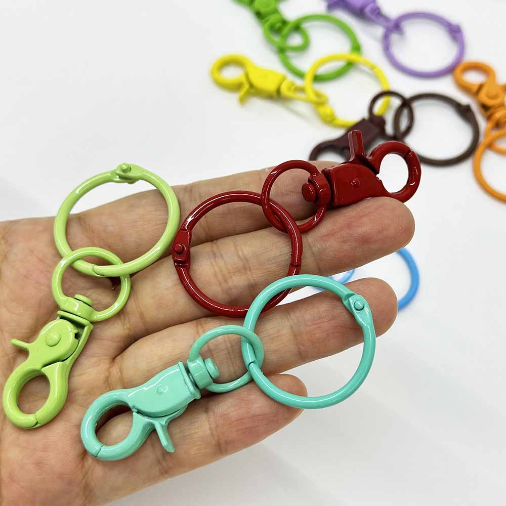 Mixed Color 5pcs Color Alloy Baked Paint Keychain Lobster Buckle Clasps Hooks