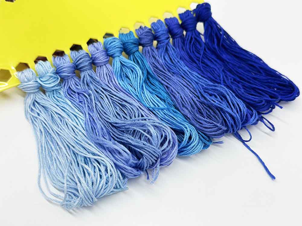 12pcs Gradient Blue Color Series Cross Stitch Thread Polyester 6-Strand Braided Thread DIY Embroidery Floss Cross Stitch Thread