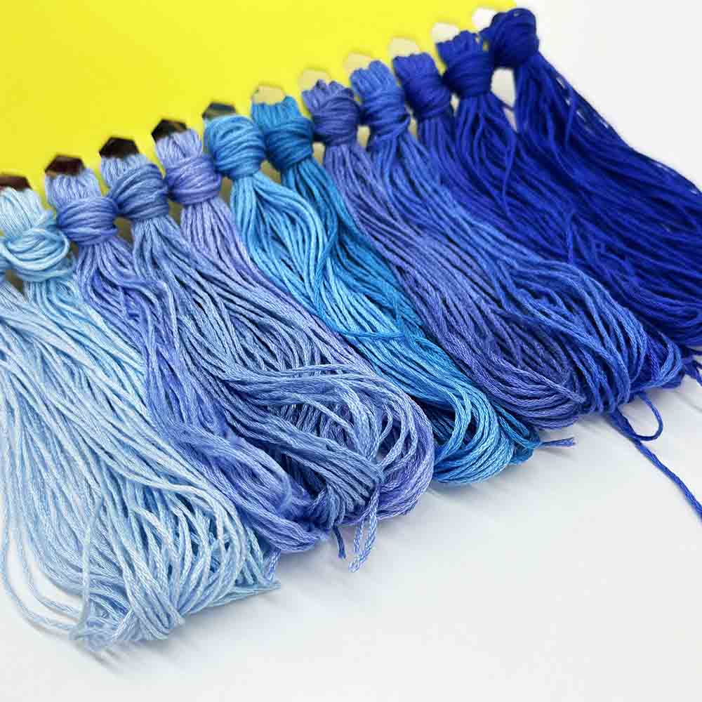 12pcs Gradient Blue Color Series Cross Stitch Thread Polyester 6-Strand Braided Thread DIY Embroidery Floss Cross Stitch Thread