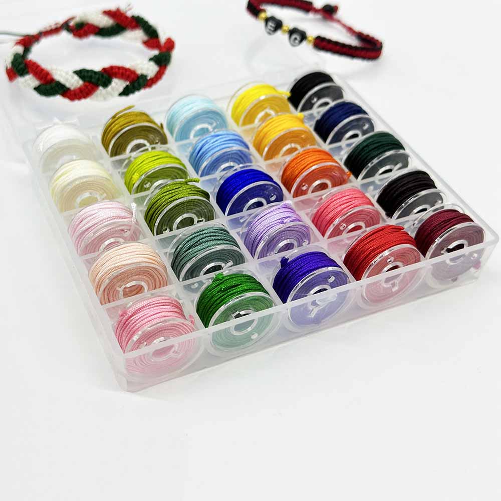 No.72 0.8mm 25 Mixed Colors Nylon Chinese Knot Macrame Cord Rope Non-elastic Jade Thread Kit