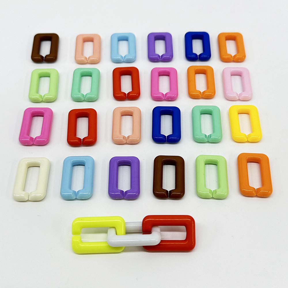 20pcs Assorted Colors Acrylic Chain Links Rectangular Open Loops Acrylic Creative  Chain Keychain