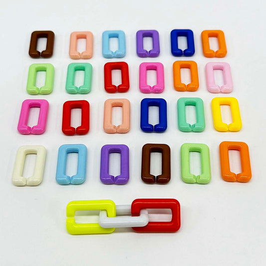 20pcs Assorted Colors Acrylic Chain Links Rectangular Open Loops Acrylic Creative  Chain Keychain