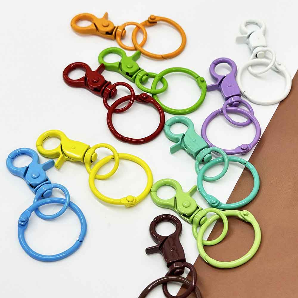 Mixed Color 5pcs Color Alloy Baked Paint Keychain Lobster Buckle Clasps Hooks