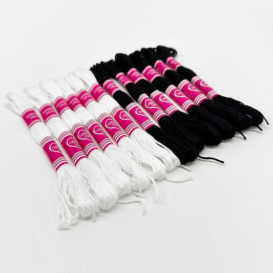 12pcs Gradient Black and White Color Series Cross Stitch Thread Polyester 6-Strand Braided Thread DIY Embroidery Floss Cross Stitch Thread