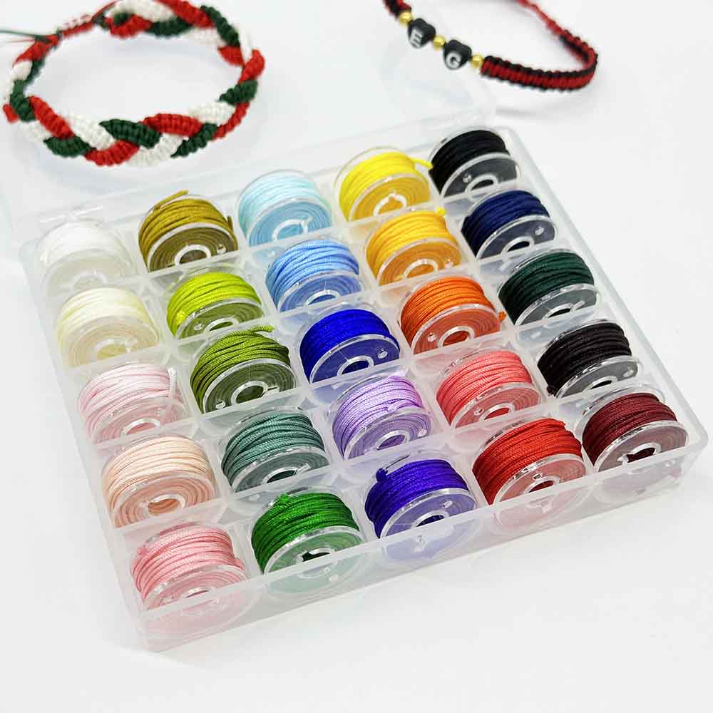 No.72 0.8mm 25 Mixed Colors Nylon Chinese Knot Macrame Cord Rope Non-elastic Jade Thread Kit