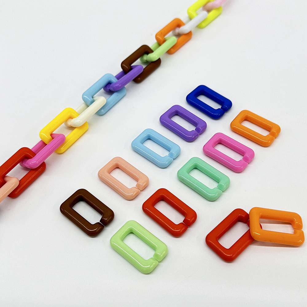 20pcs Assorted Colors Acrylic Chain Links Rectangular Open Loops Acrylic Creative  Chain Keychain