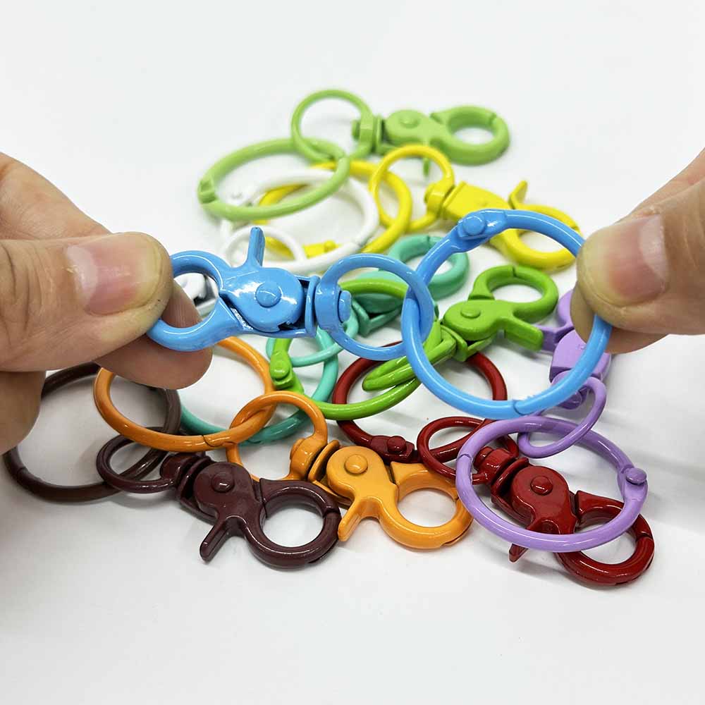 Mixed Color 5pcs Color Alloy Baked Paint Keychain Lobster Buckle Clasps Hooks