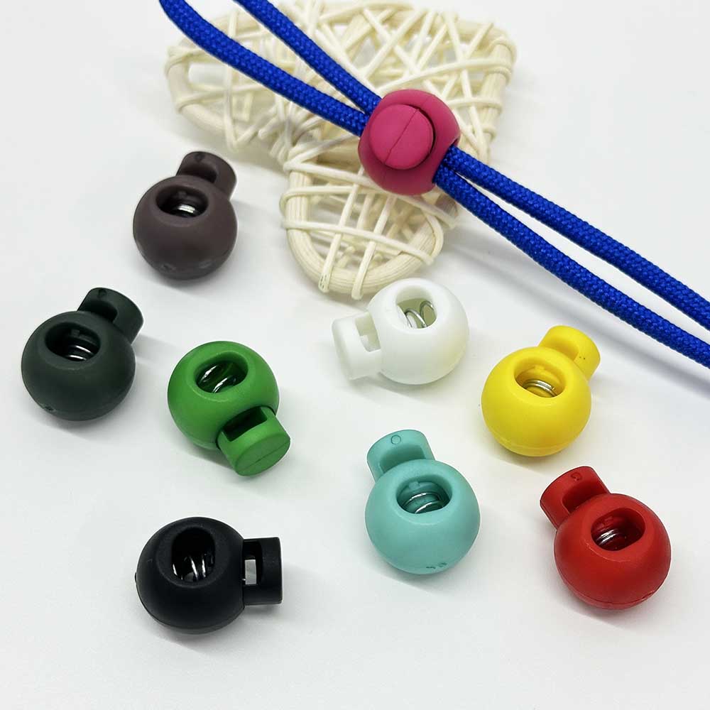 10pcs MIxed Color Plastic Round Cord Locks Single Hole Toggle Spring Stopper