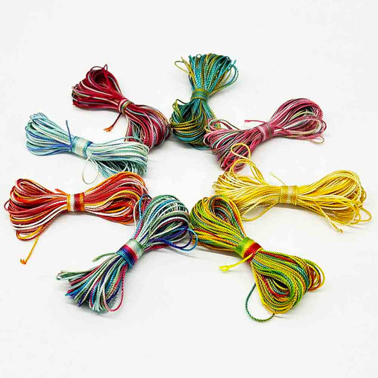 8pcs/set 18 Strands 100% Polyester Thread Weaving Crafts Multi Color Sewing Threads Polyester Rainbow Thread