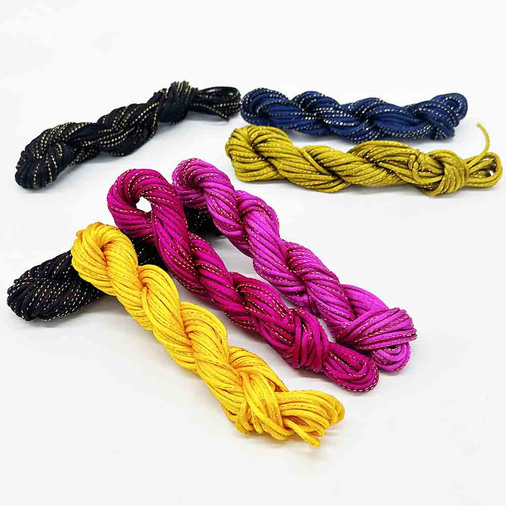 7pcs/set 2.5mm DIY Handmade Macrame Braided Cord String Polyester Nylon Cord with Golden Thread