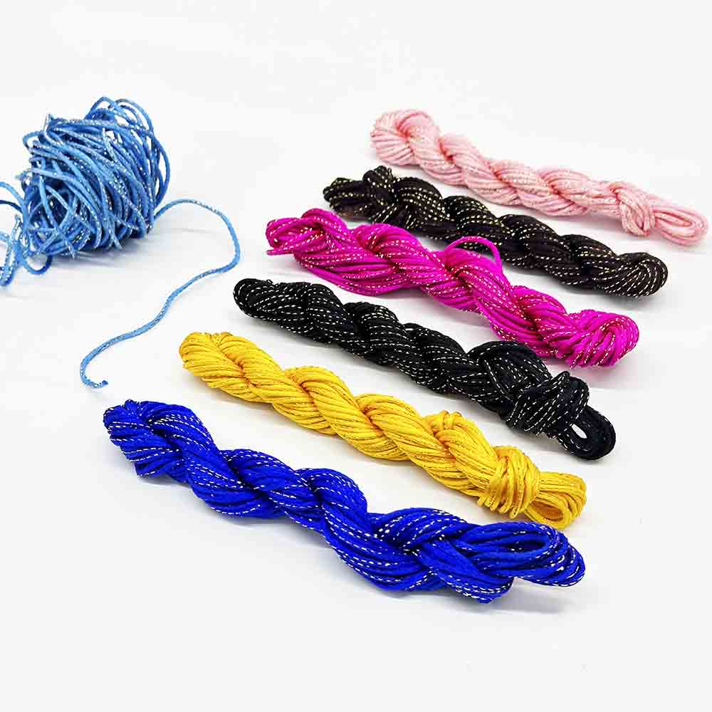 7pcs 2mm 10yards Chinese Knot Macrame Cord Bracelet Braided String with golden thread