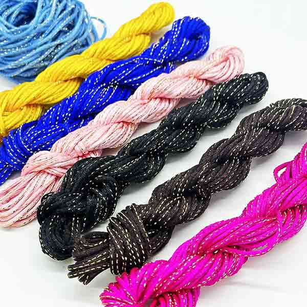 7pcs 2mm 10yards Chinese Knot Macrame Cord Bracelet Braided String with golden thread