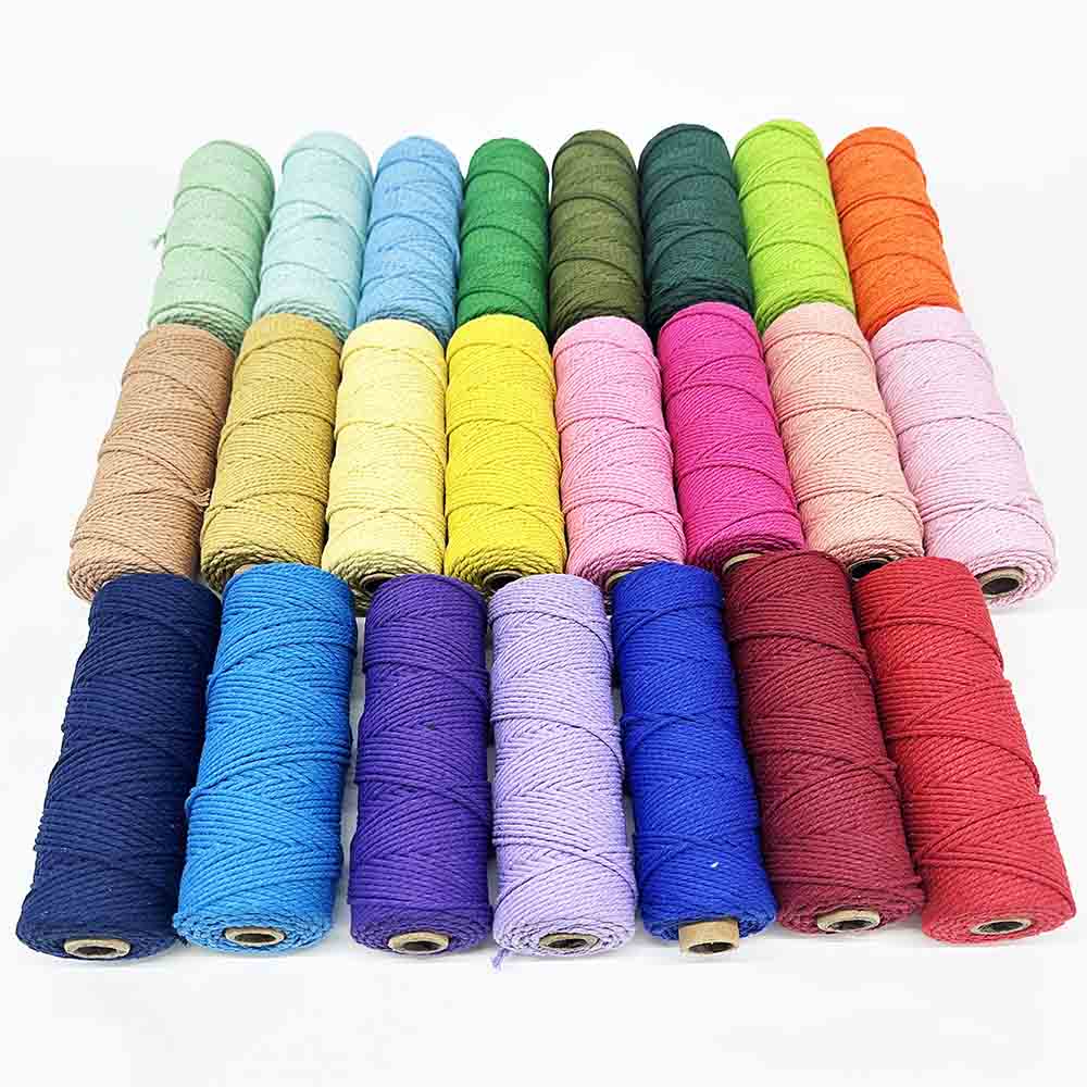 2mm 23rolls 110yards/roll Cotton Rope Macrame Cord Yarn Kit